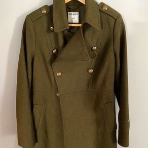 Old Navy Wool Army Green Coat With Gold-Style Buttons